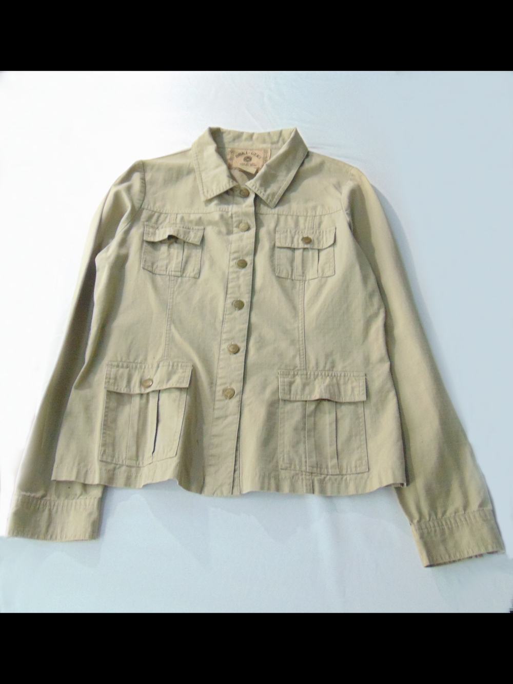 Doki Geki Khaki Utility Button Front Cargo Jacket